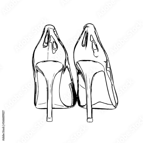 black and white sketch of a shoe with transparent background
