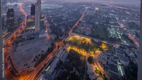 Photography Villas in Zabeel district with skyscrapers on a background aerial night to day i