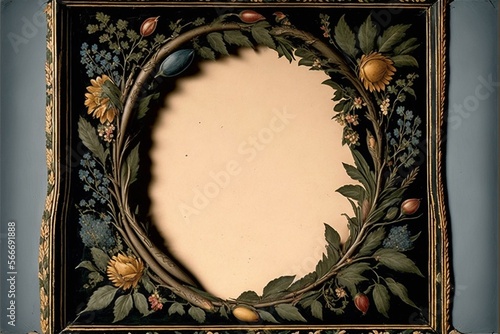 old masters floral frame. Generative Ai photo