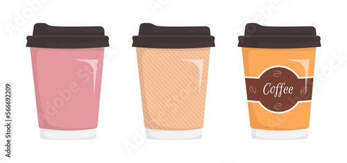 Wallpaper Mural Coffee paper cup collection. Coffee to go vector illustration isolated on white background. Torontodigital.ca