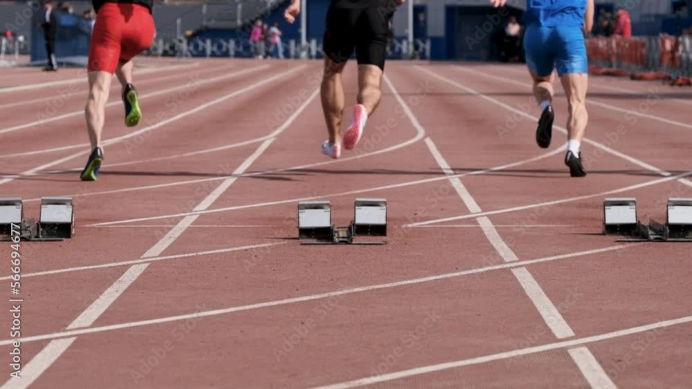 slow motion start male athletes run sprint race slow motion start male athletes run sprint race