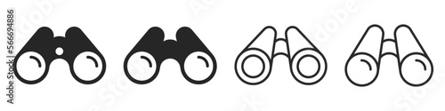 Binocular icon set. Binoculars flat and line icons. Binocular symbol. Vector
