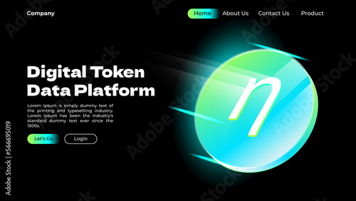 landing page design with a digital token for business