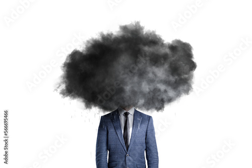 Person with a dark cloud over the head - isolated