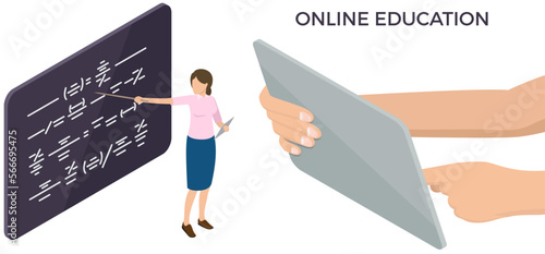 Distance education, online learning via Internet concept. Website with online courses for e-learning. Studying with internet technology. Educational program for students template, educational platform