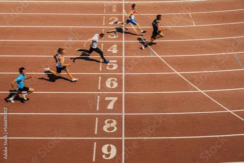 Canvas Print men runners sprint race finish motion blur
