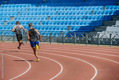 athletes runners running 400 meters race