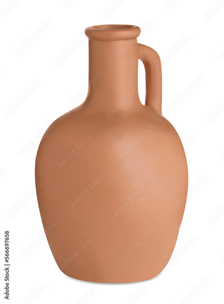Clay flagon with handle isolated on white Clay flagon with handle isolated on white