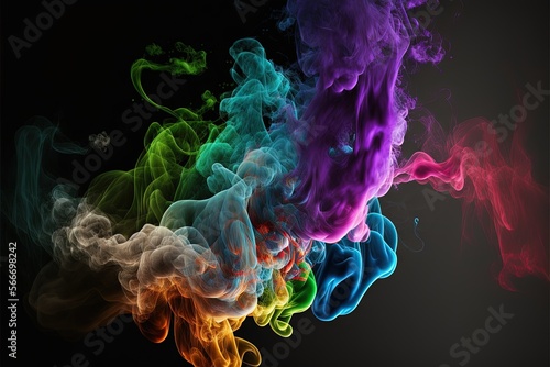  a group of colored smokes on a black background with a black background and a black back ground with a black back ground and a black background with a black back ground. generative ai