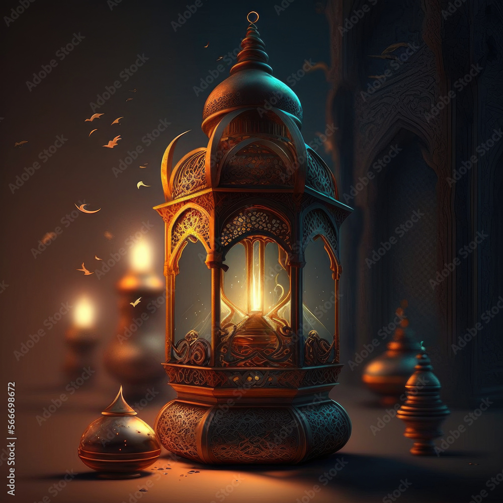 ai generated authentic arabic lantern for ramadan