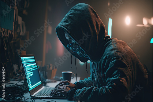 ai generated image computer hacker at work in front computer
