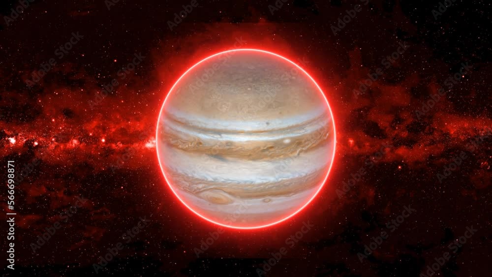 Jupiter rotating on space or galaxy and stars milky way