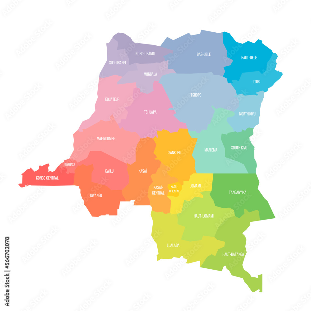 Fototapeta Democratic Republic of the Congo political map of administrative divisions