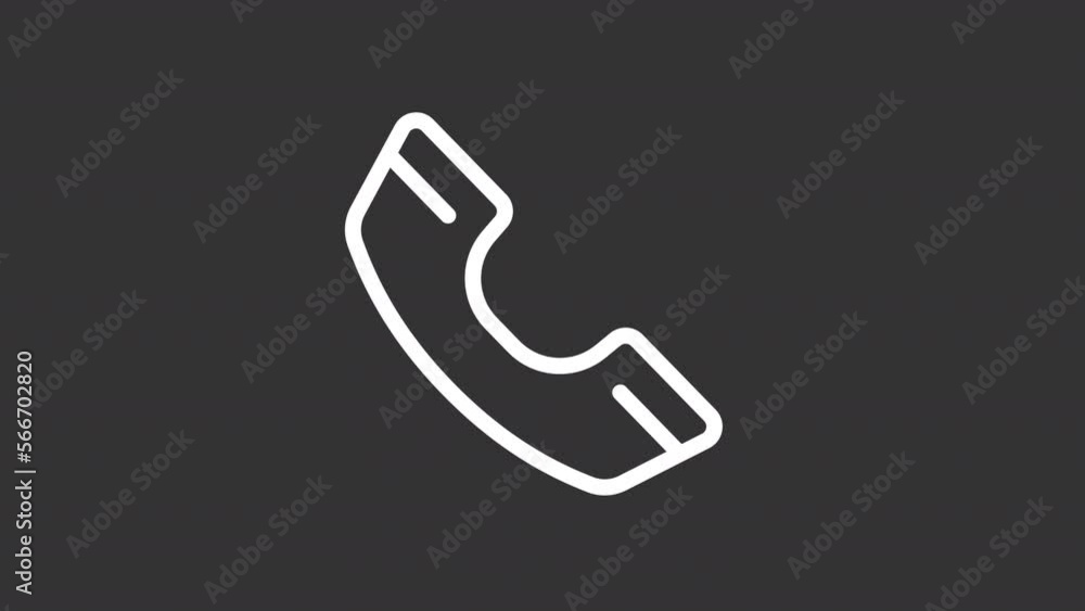 Animated handset white line icon. Phone call. Telecommunication. Loop HD video with chroma key, alpha channel on transparent background, black solid background. Outline motion graphic animation Animated handset white line icon. Phone call. Telecommunication. Loop HD video with chroma key, alpha channel on transparent background, black solid background. Outline motion graphic animation
