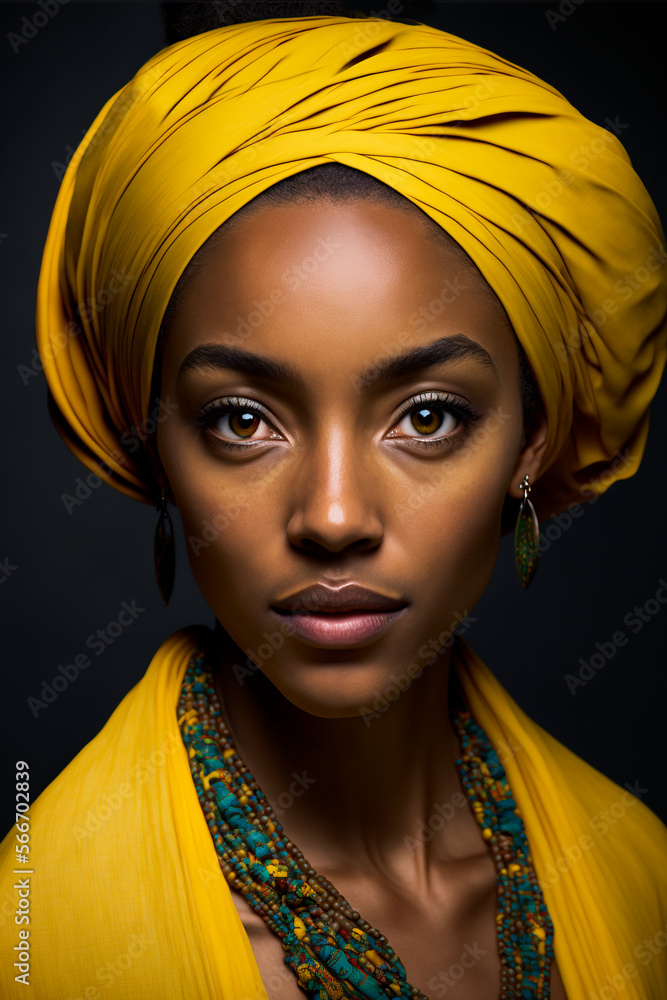 portrait of stunning and beautiful woman, dressed in turban and ethnic ...