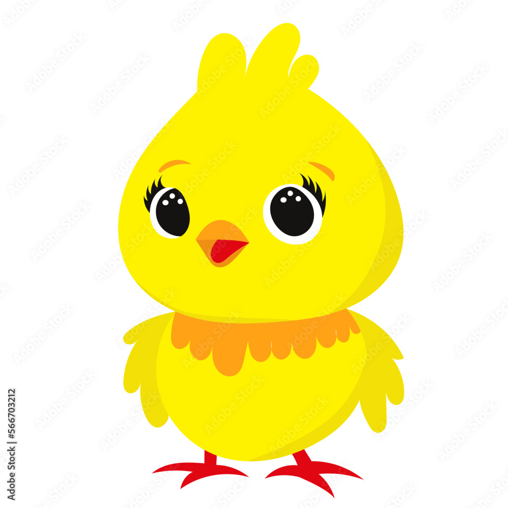 cartoon chicken character in flat style, vector