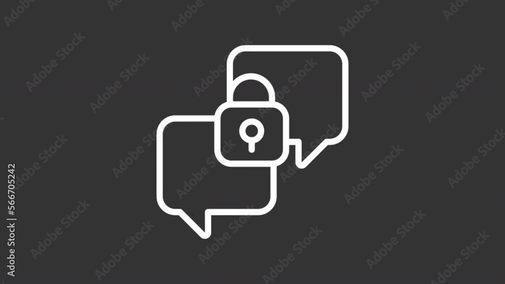 Animated secret chat white line icon. Confidential conversation. Loop HD video with chroma key, alpha channel on transparent background, black solid background. Outline motion graphic animation Animated secret chat white line icon. Confidential conversation. Loop HD video with chroma key, alpha channel on transparent background, black solid background. Outline motion graphic animation