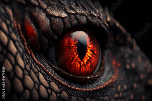 The red eye of the dragon. 3D illustration.