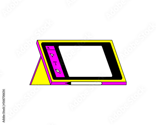 Digital tablet for illustrators, graphic design, flat, 2d, icon 