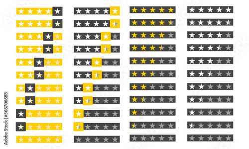Five star review icon rating, vector illustrations design material
