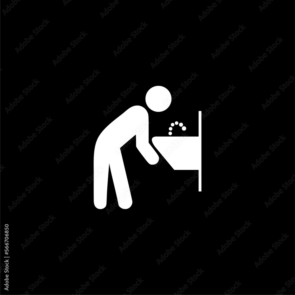 Drinking fountain icon  isolated on black background.