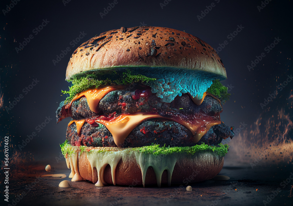Mold Burger, Cheeseburger AI Generative Illustration. Silicone Mold