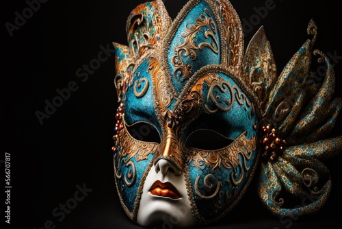 Schöne venezianische Karneval Maske mit Verzierungen und Ornamente, ai generativ © www.freund-foto.de