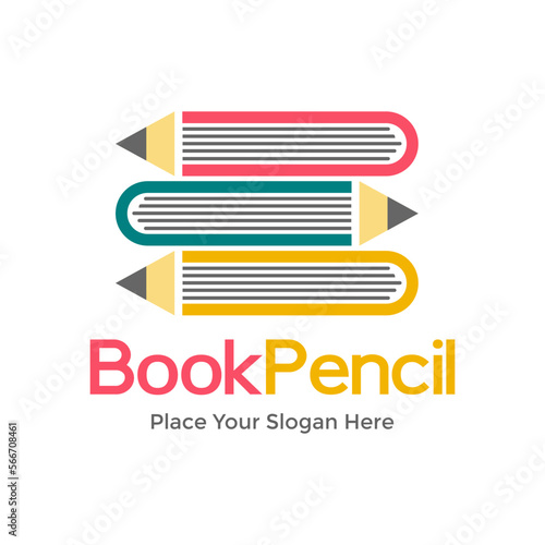 Stationery vector logo template with pencil and ruler.