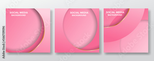 pink social media post background with golden outline