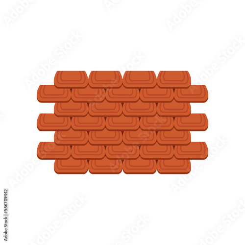 Orange ceramic roof shingles vector illustration. Cartoon drawing of profile sheets for house or home roof on white background. Construction, materials concept