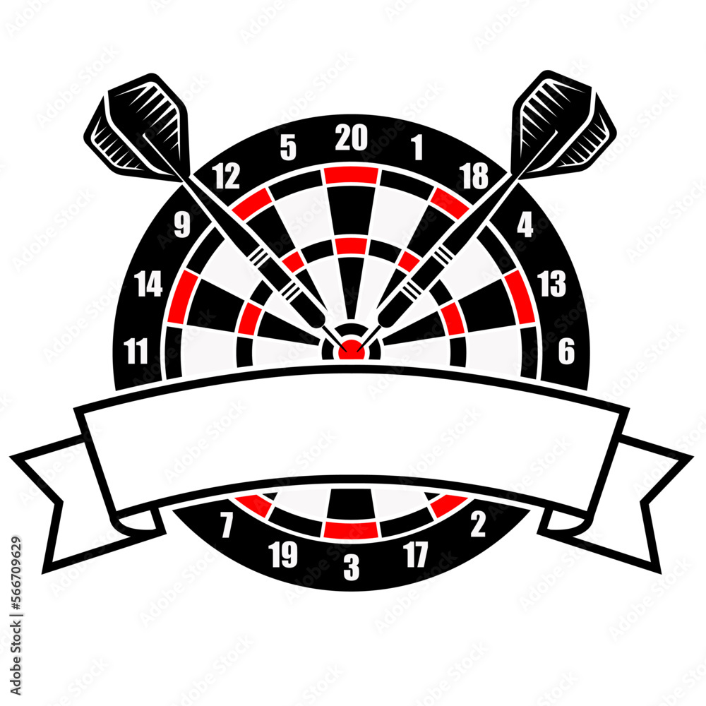 Darts play logo design vector illustration, Dart shooting Game split ...