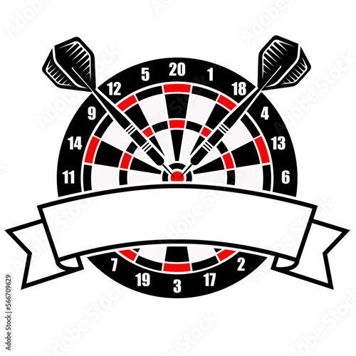 Darts play logo design vector illustration, Dart shooting Game split monogram Svg, Dartboard Dart Bullseye, fun party games photo