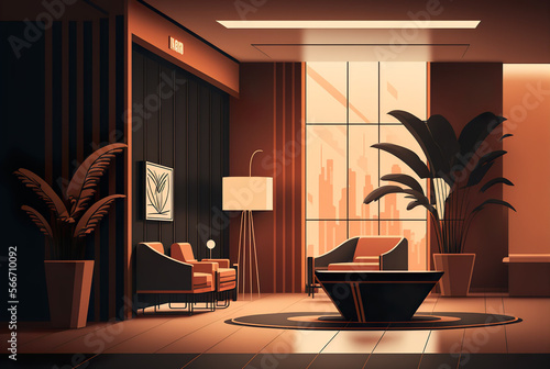 interior of a hotel lobby  modern  minimal  stylish  hospitality