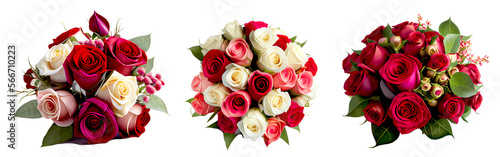 Red Roses for Valentine s Day on a transparent background for decorating projects. AI generative