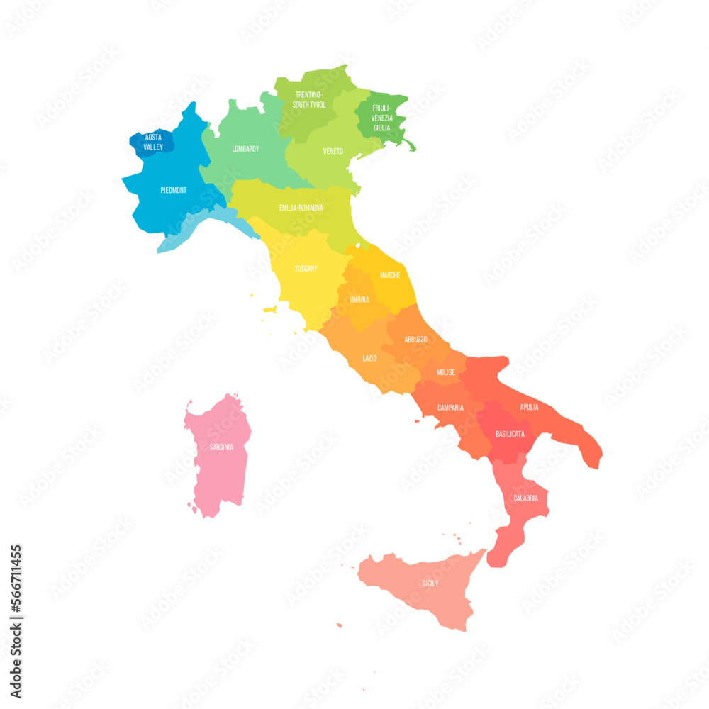 Italy political map of administrative divisions Stock Vector Adobe Stock