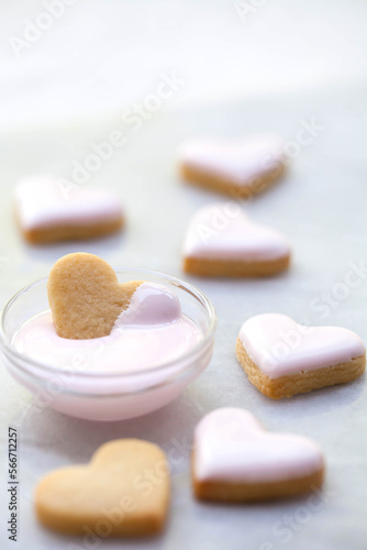 Pink Heart Cookies Dipped in Icing