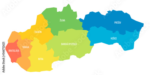 Slovakia political map of administrative divisions