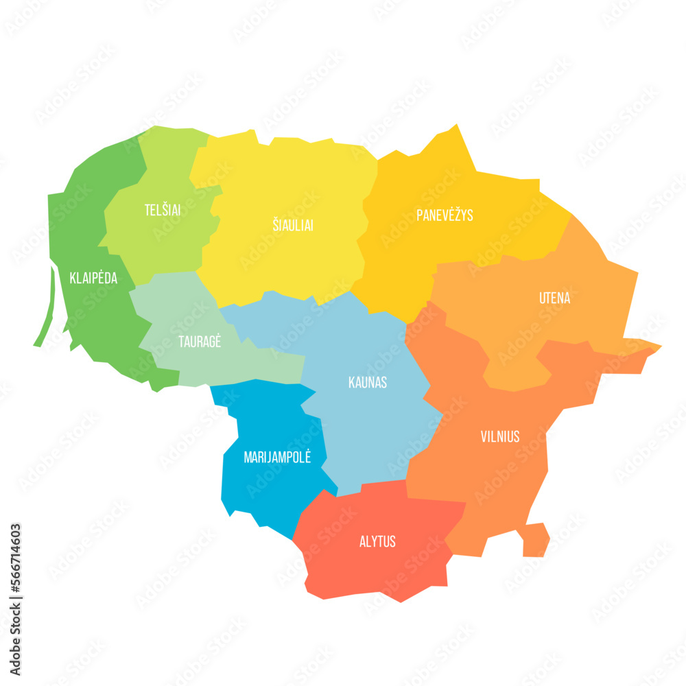 Lithuania political map of administrative divisions