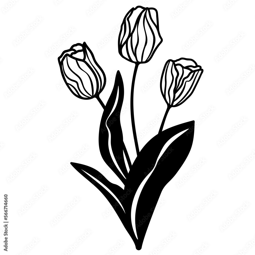 Obraz premium Tulip silhouette svg, Flower bouquet, Floral arrangement