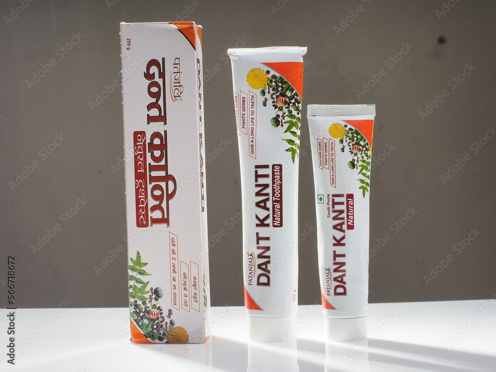 Dant Kanti toothpaste made in India. Patanjali brand packaging Stock ...