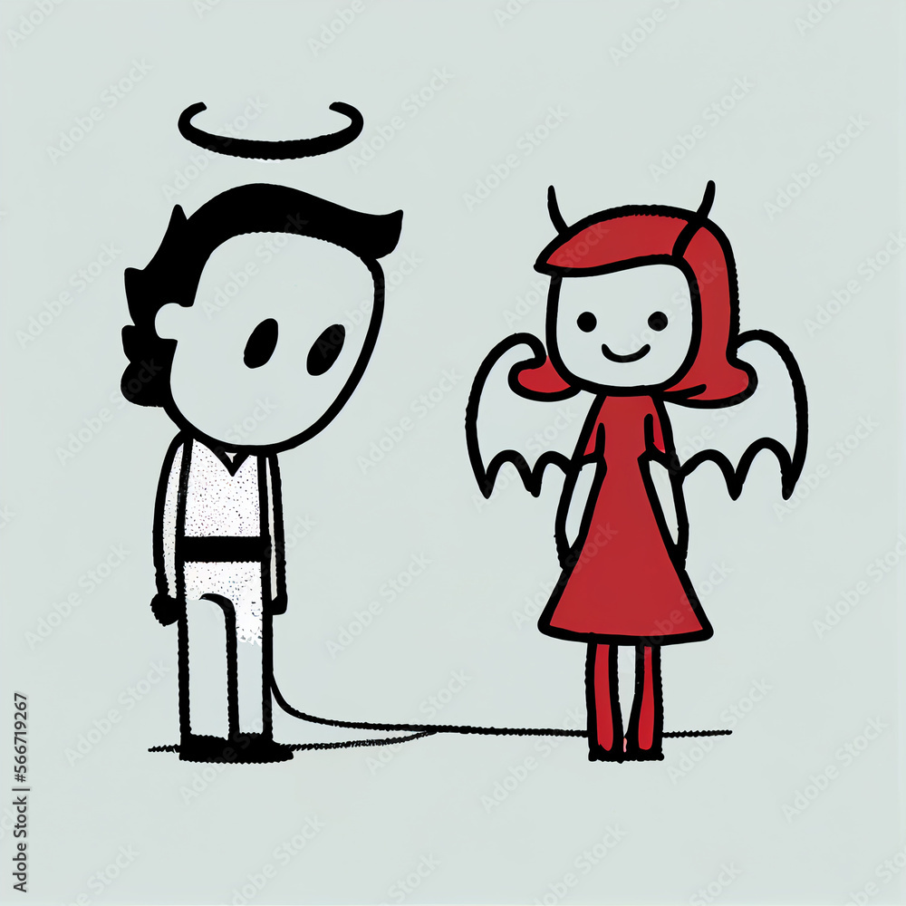Demon and angel. Concept of good and evil.. Demon and angel. Concept of good and evil..