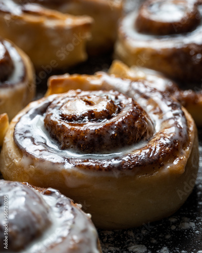 Delicious homemade sweet buns on table
