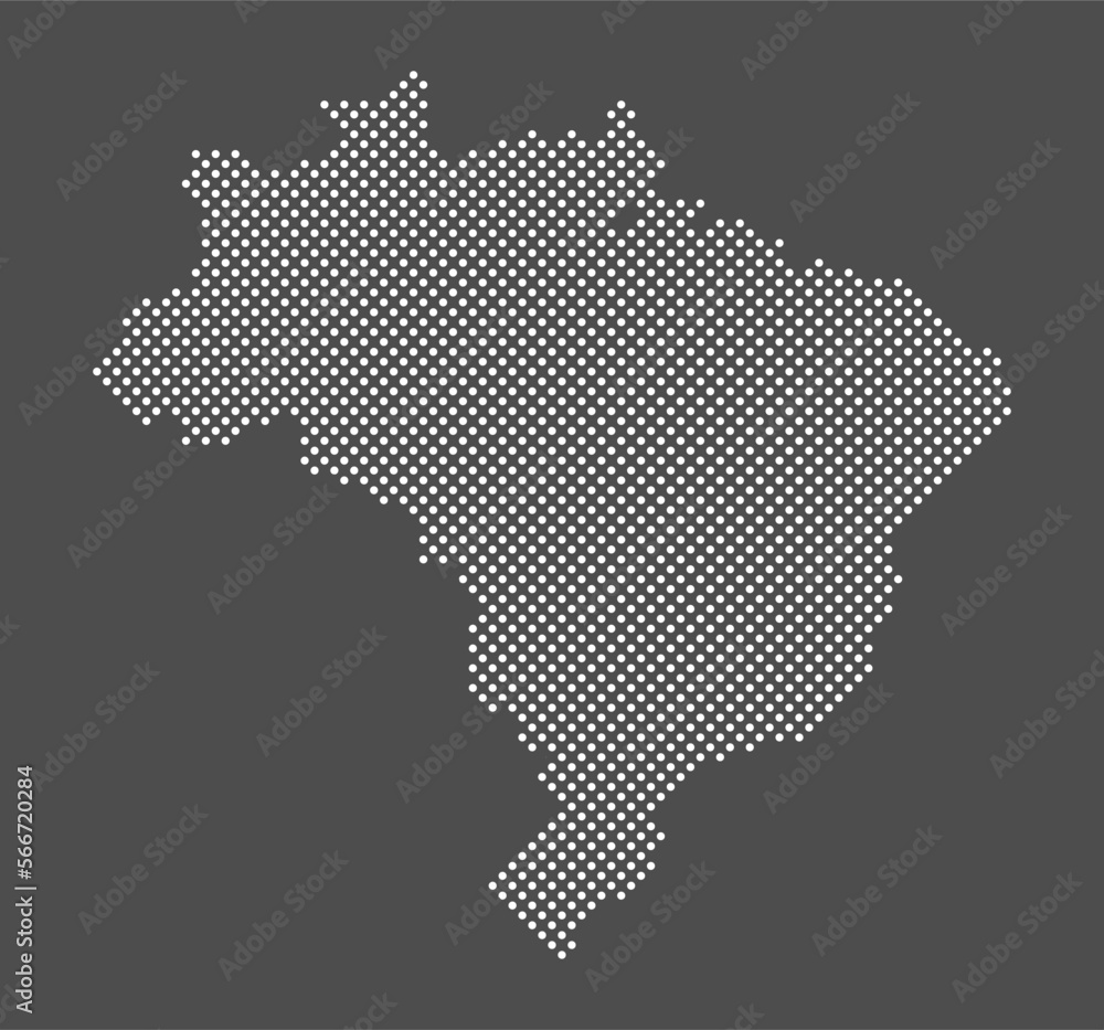 Brazil map dot on gray background.  Dotted map of Brazil. Vector eps10.