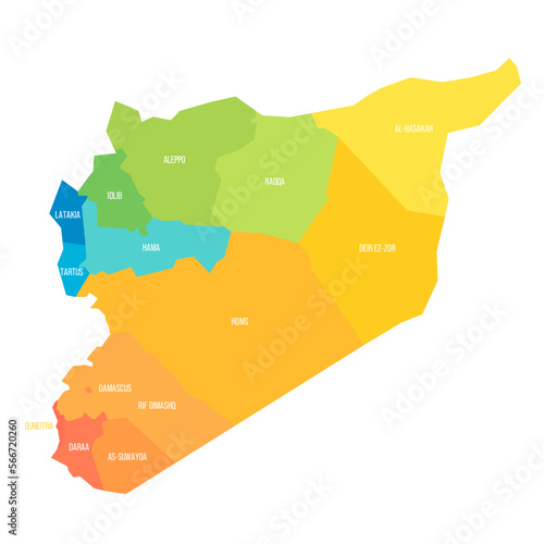 Syria political map of administrative divisions