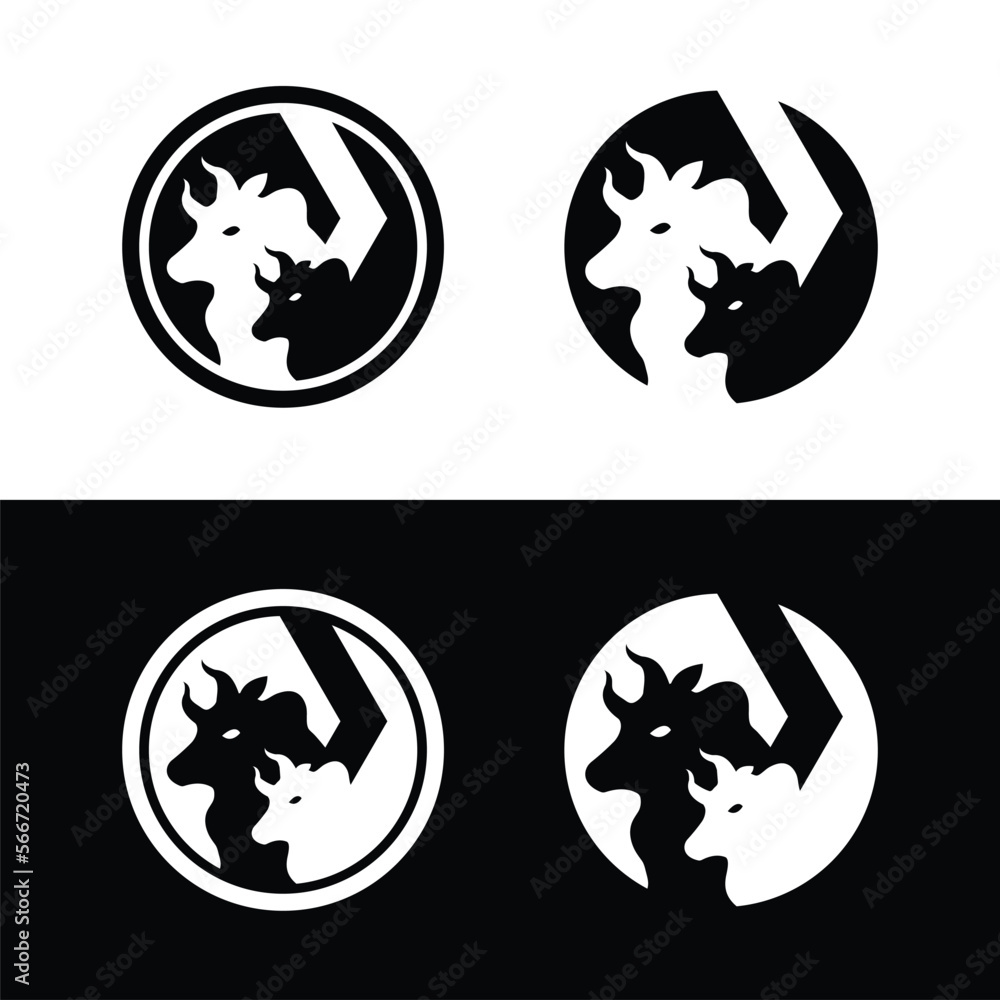 Bull animal vector logo design . Bull icon . Bull silhouette 