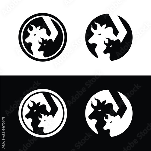 Bull animal vector logo design . Bull icon . Bull silhouette 