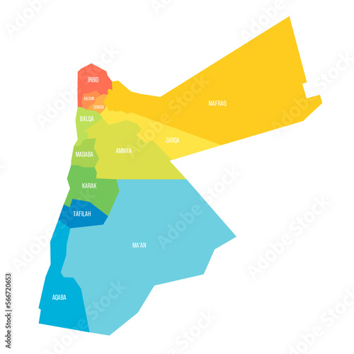 Jordan political map of administrative divisions