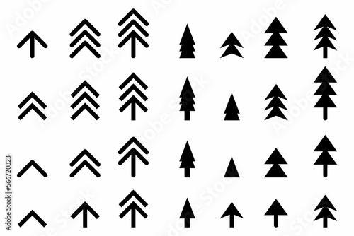 Plant Icons for Pattern with White Background. Different Plants Vector Seamless Pattern arrow Line Illustration