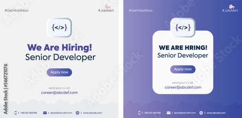 We are hiring. We are hiring a software engineer. software developer hiring post. apply now and send your cv. job alert announcement. facebook post for hiring senior developer