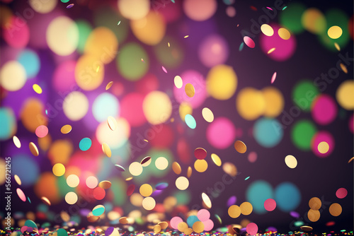 panorama background with confetti, full color.